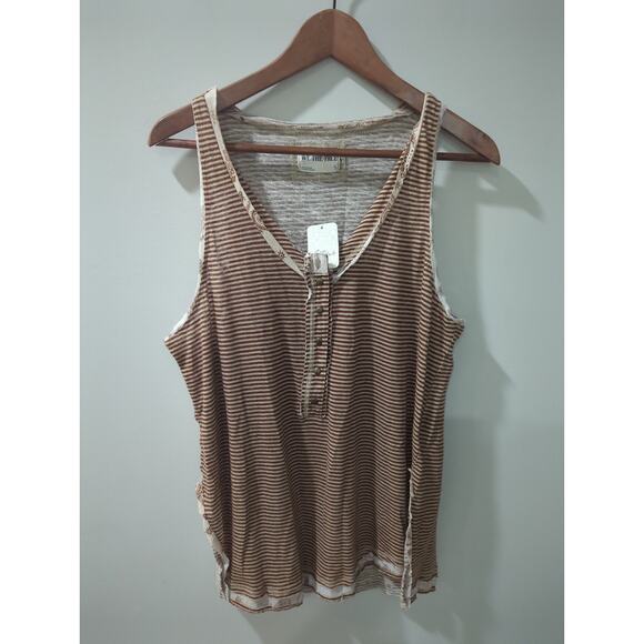 We The Free Love Language Linen Blend Henley Tank NWT - Picture 6 of 6